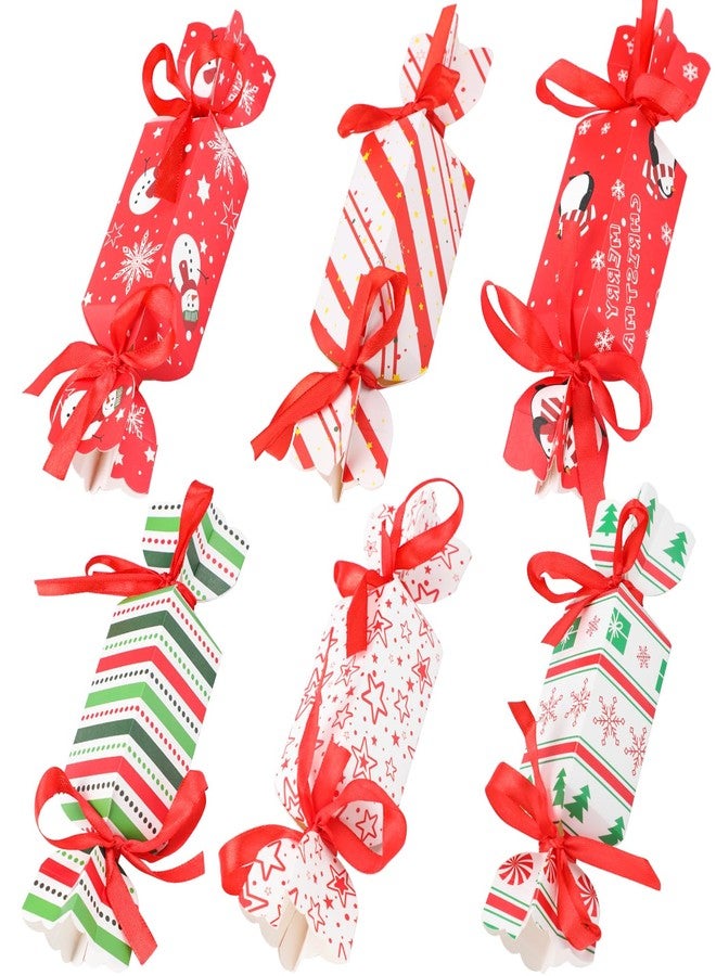 STEFORD Christmas Candy Paper Gift Boxes, 24PCS Christmas Candy Gift Treat Bags with Red Ribbon for Xmas Party Supplies - Image 1